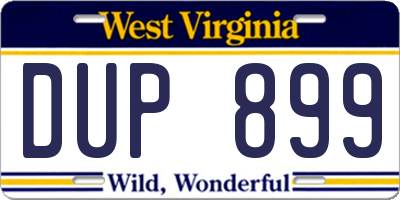 WV license plate DUP899