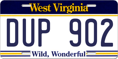 WV license plate DUP902