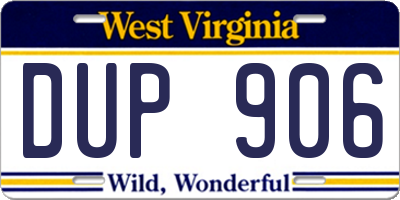 WV license plate DUP906