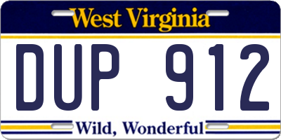WV license plate DUP912