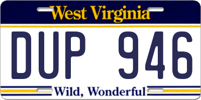 WV license plate DUP946