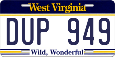 WV license plate DUP949
