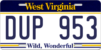 WV license plate DUP953