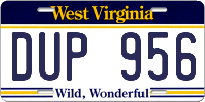 WV license plate DUP956