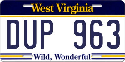 WV license plate DUP963