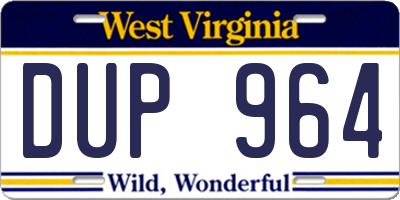 WV license plate DUP964