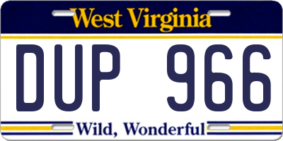 WV license plate DUP966