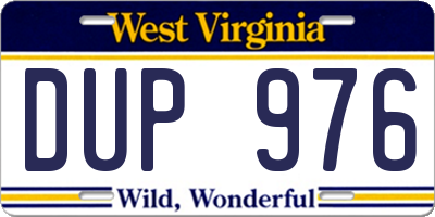 WV license plate DUP976