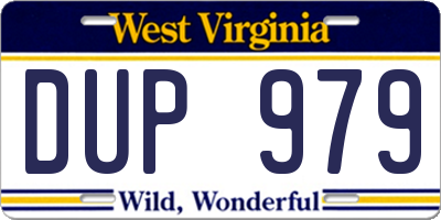 WV license plate DUP979