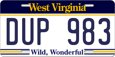 WV license plate DUP983
