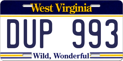 WV license plate DUP993