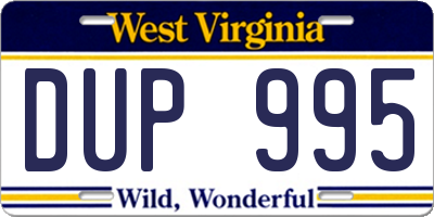 WV license plate DUP995