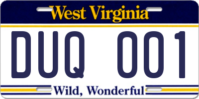WV license plate DUQ001