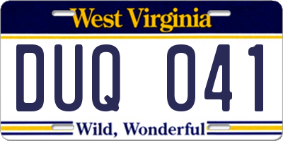 WV license plate DUQ041