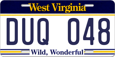 WV license plate DUQ048