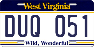 WV license plate DUQ051