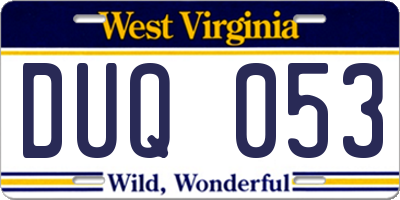 WV license plate DUQ053