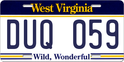WV license plate DUQ059