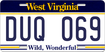 WV license plate DUQ069