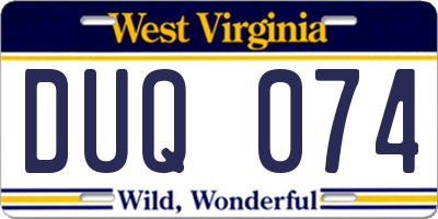 WV license plate DUQ074