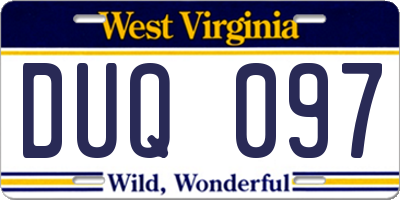 WV license plate DUQ097