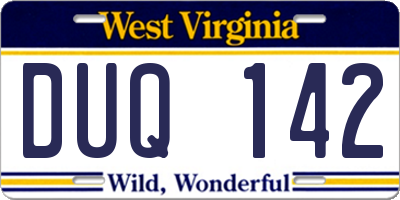 WV license plate DUQ142