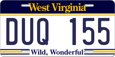 WV license plate DUQ155