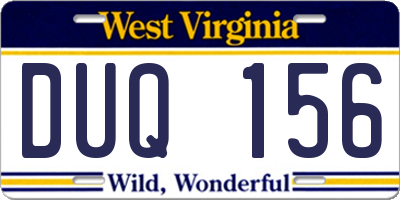 WV license plate DUQ156