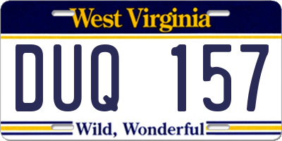 WV license plate DUQ157