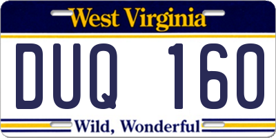 WV license plate DUQ160