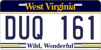 WV license plate DUQ161