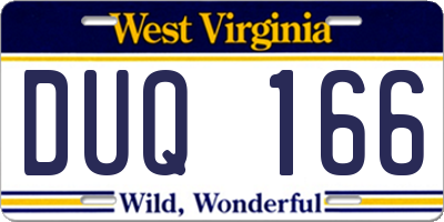WV license plate DUQ166
