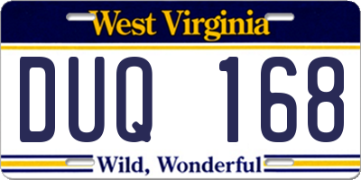WV license plate DUQ168