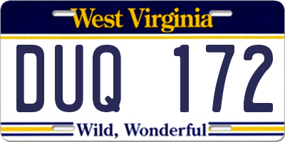 WV license plate DUQ172