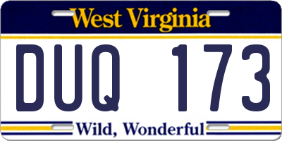 WV license plate DUQ173