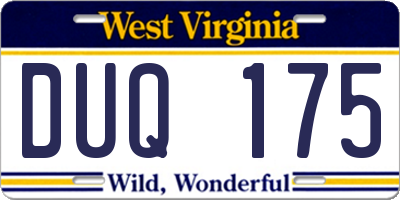 WV license plate DUQ175