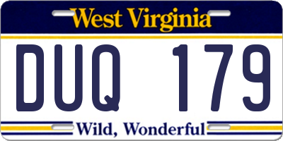 WV license plate DUQ179