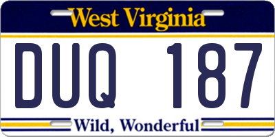 WV license plate DUQ187