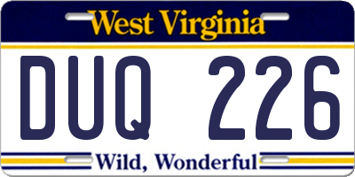 WV license plate DUQ226
