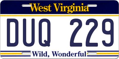 WV license plate DUQ229