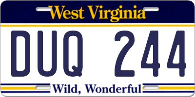 WV license plate DUQ244