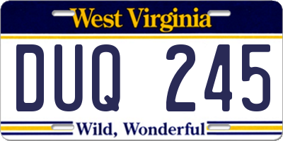 WV license plate DUQ245
