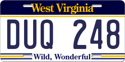 WV license plate DUQ248