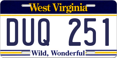 WV license plate DUQ251
