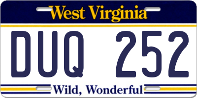 WV license plate DUQ252