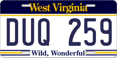 WV license plate DUQ259
