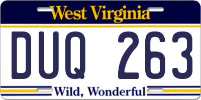 WV license plate DUQ263
