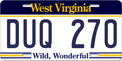 WV license plate DUQ270
