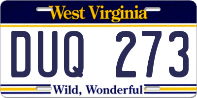 WV license plate DUQ273