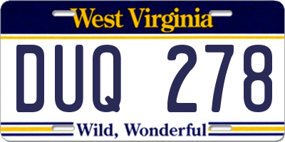 WV license plate DUQ278